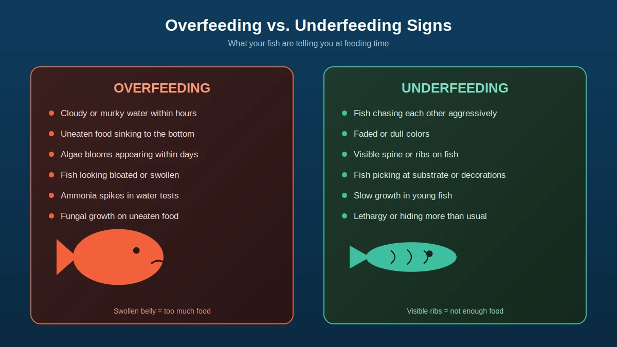 Signs of overfeeding and underfeeding in aquarium fish